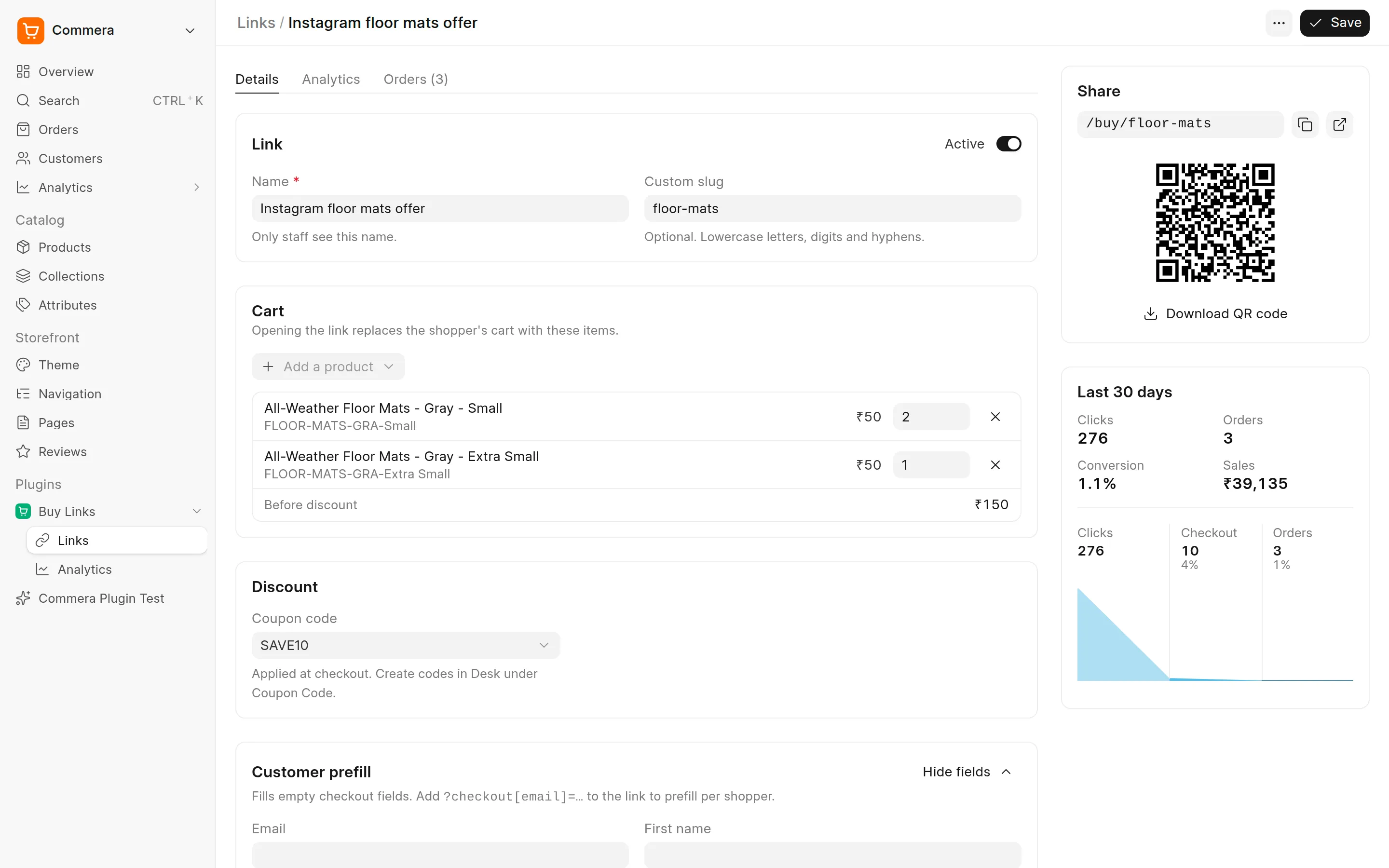Checkout Links plugin screenshot 1