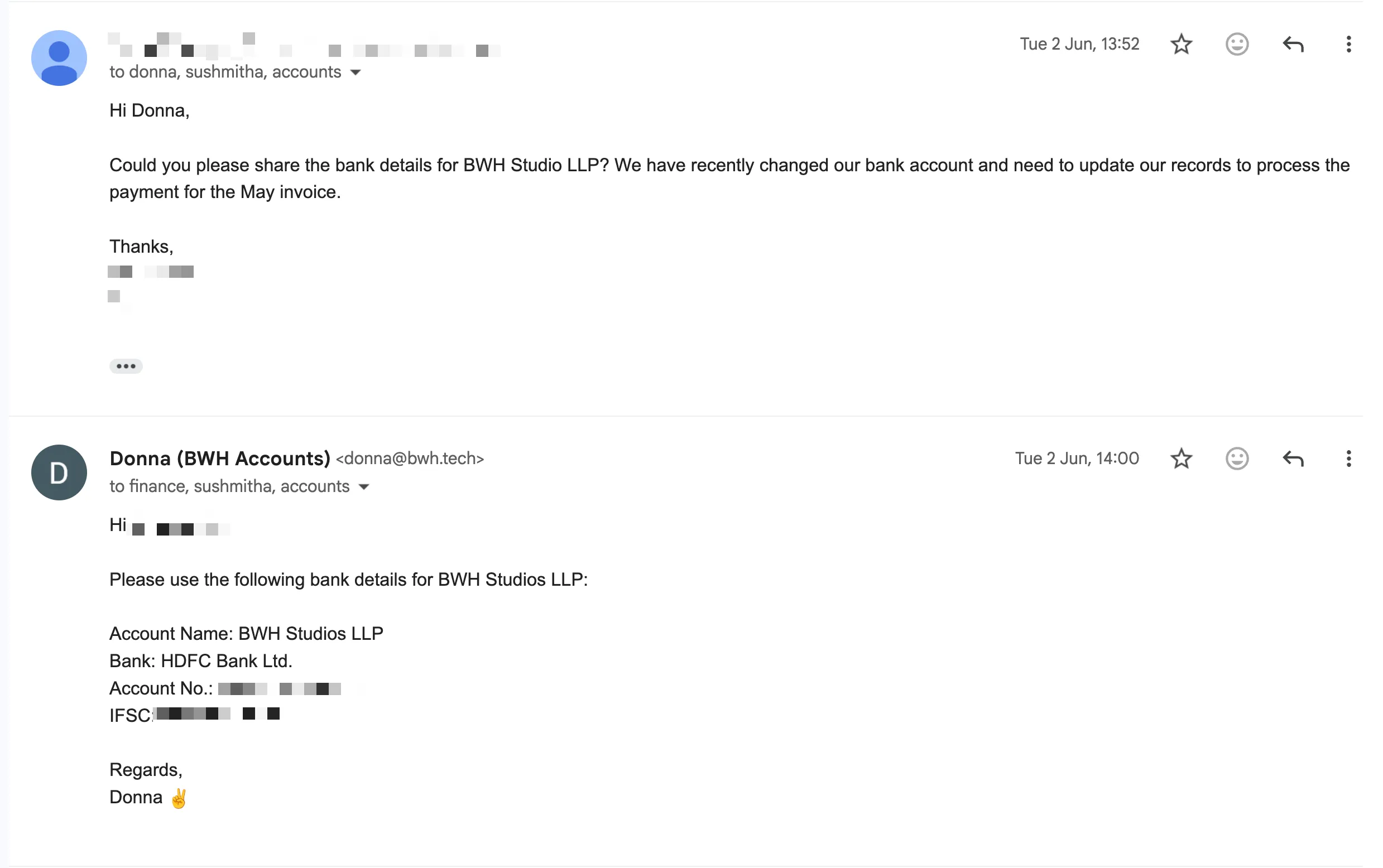 Email Reply by Donna
