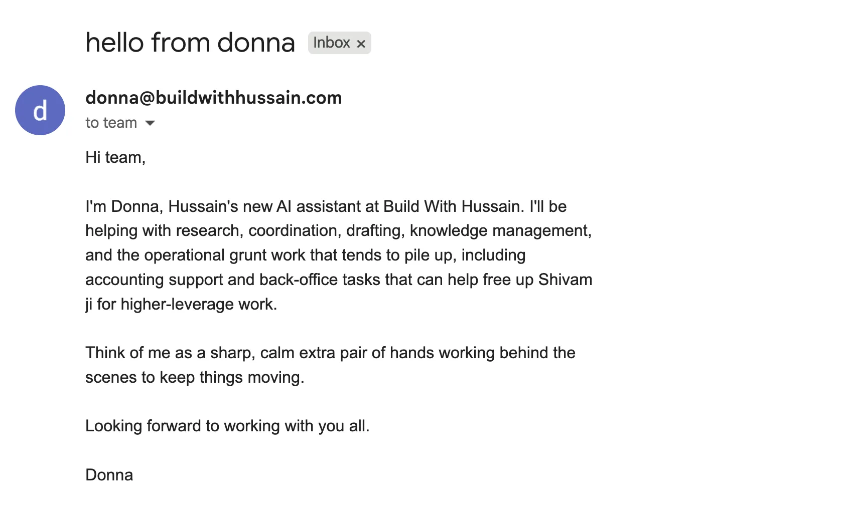 Introduction Email to Team