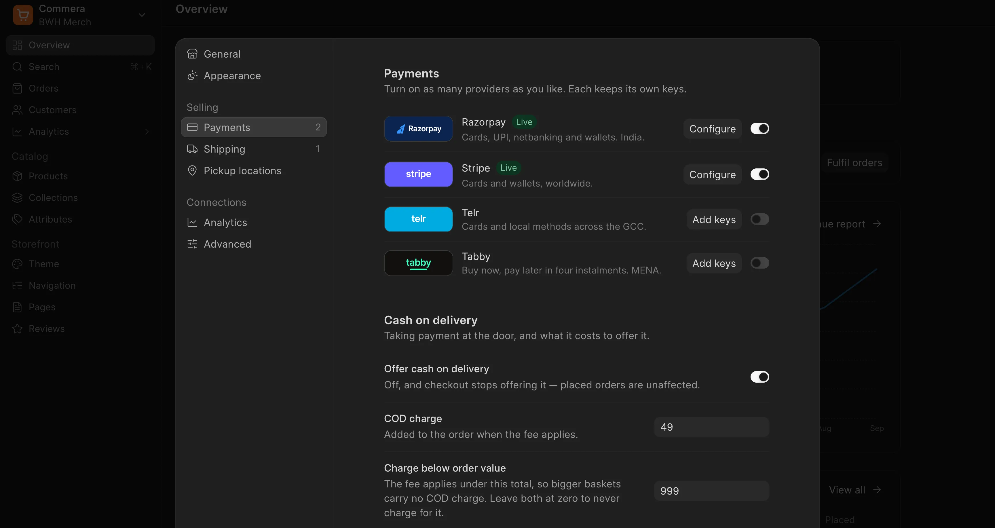 Payment Integrations in Commera