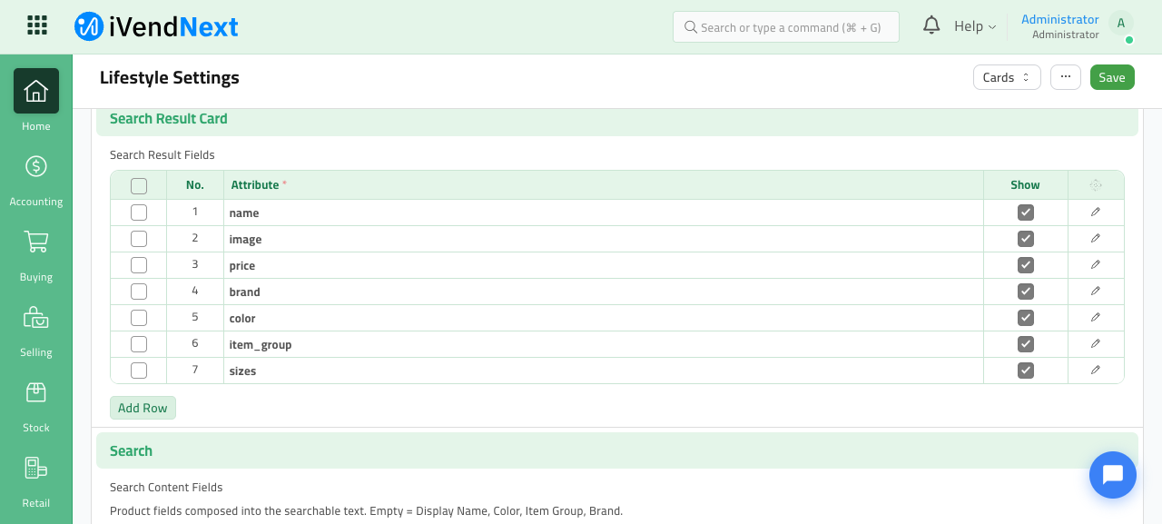 Search Result Card configuration
