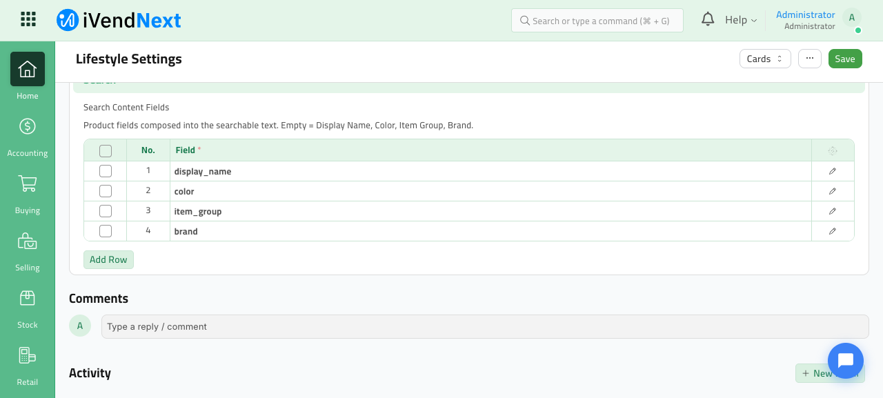 Search Content Fields configuration