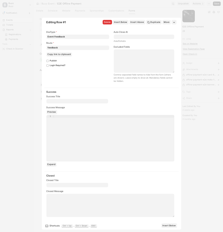 Buzz Event Form config in Desk