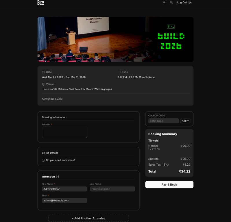 The coupon code field on the booking form