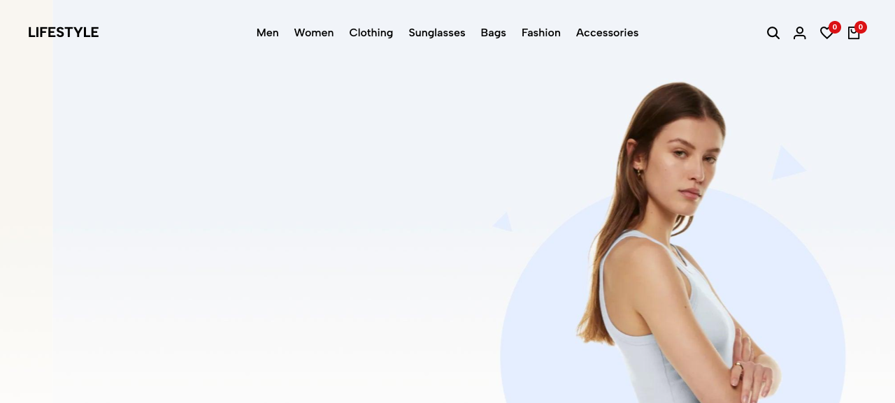 The storefront home page rendered with the Home Fashion 01 theme — a fashion hero image, the store name, and the top navigation menu