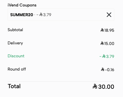 A checkout order summary with an 