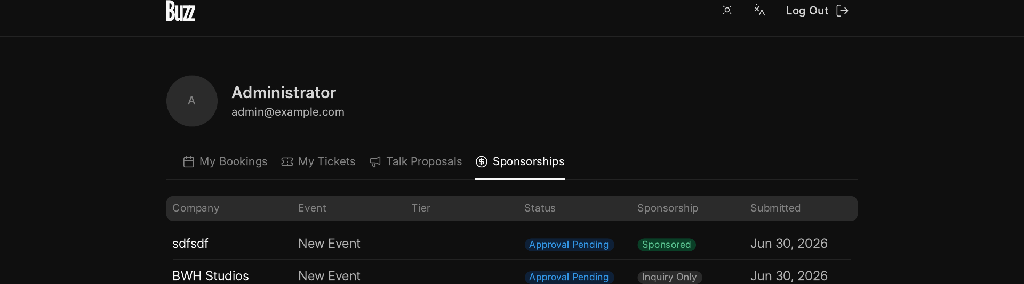 The sponsorships list in your account